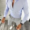 Camasa barbati slim fit albastra B8817 11-4 - Camasi barbati -