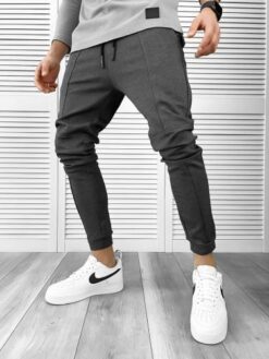 Pantaloni barbati casual regular fit gri inchis 7136 115-3 - Pantaloni barbati - Pantaloni de trening