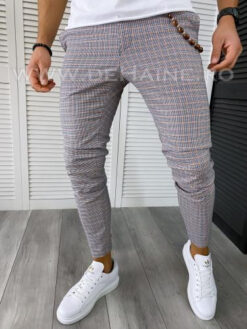 Pantaloni barbati casual regular fit in carouri B1552 14-2E/F6-4 - Pantaloni barbati - Pantaloni casual