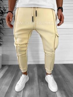 Pantaloni de trening bej conici K156 P18-31 - Pantaloni barbati - Pantaloni de trening