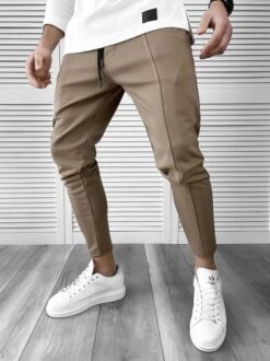 Pantaloni de trening maro conici 10044 N5-62 - Pantaloni barbati - Pantaloni de trening