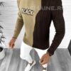 Pulover barbati gros slim fit maro T3591 100-3 - Pulovere barbati -