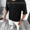 Tricou barbati negru slim fit B7955 P10-52 - Tricouri barbatesti -