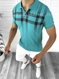 Tricou barbati polo slim fit albastru B5365 K6-6 - Tricouri barbatesti -