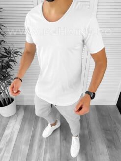 Tricou barbati slim fit alb B7821 P4-11 - Tricouri barbatesti -