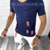 Tricou barbati slim fit asimetric bleumarin A9128 K3-5 - Tricouri barbatesti -