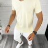 Tricou barbati slim fit bej B8803 P12-52 - Tricouri barbatesti -