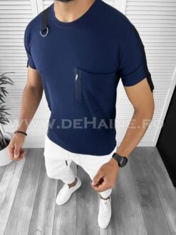 Tricou barbati slim fit bleumarin ZR B1420 P7-22 - Tricouri barbatesti -