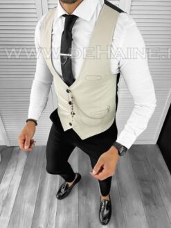 Vesta barbati eleganta slim fit bej B8142 N1-22 - Veste - Veste barbati elegante