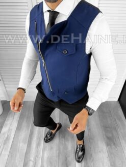 Vesta barbati eleganta slim fit bleumarin asimetrica B8068 140-6 E - Veste - Veste barbati elegante