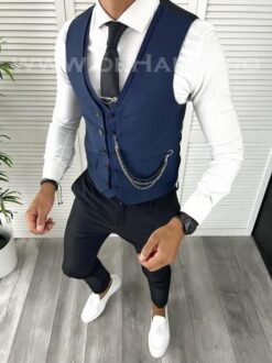 Vesta barbati eleganta slim fit bleumarin V70 E - Veste - Veste barbati elegante