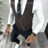 Vesta barbati eleganta slim fit maro inchis V12 E 142-3 - Veste - Veste barbati elegante